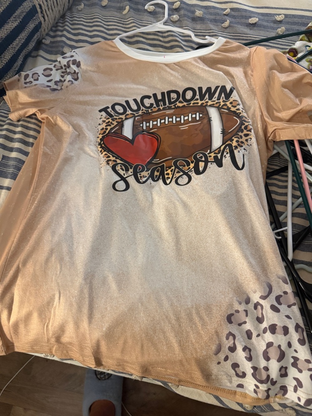 Touchdown Season Leopard Accent womens Football Graphic Tee - Beige never worn